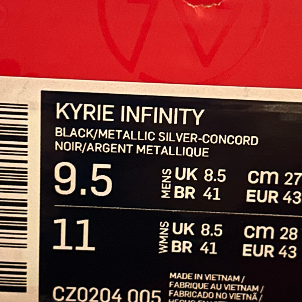 Nike Kyrie Infinity Black and Metallic Silver Athletic Shoes